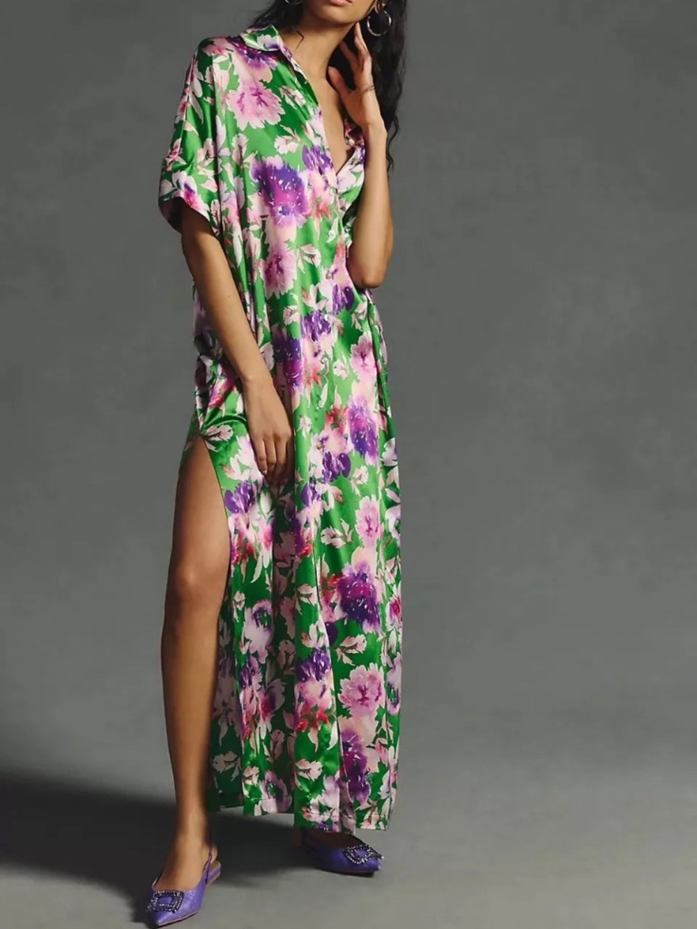 Delfi Collective Half-Sleeve Shirt Dress - Size Medium